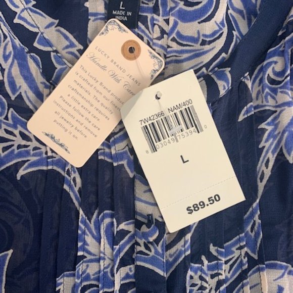 Lucky Brand Paisley Tunic Blouse in Shades of Blue NWT - Picture 2 of 4